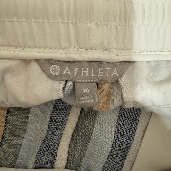 Women’s Athleta 100% linen striped shorts athletic casual boho beach vibes 10 - Picture 3 of 4